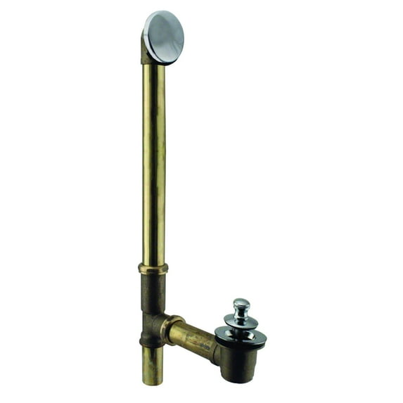 Westbrass D322H-26 22" Brass Bathtub Assembly with Twist & Close Drain and Illusionary Faceplate, Polished Chrome