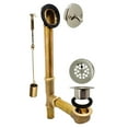 thumbnail image 1 of Westbrass 14" 17-Gauge Brass Bathtub Assembly with Trip Lever and Strainer Drain, Polished Nickel, 1 of 17
