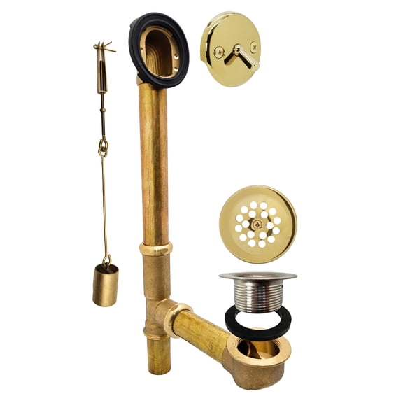 Westbrass 14" Brass Bathtub Assembly with Trip Lever and Strainer Drain, Satin Nickel
