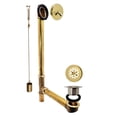 thumbnail image 1 of Westbrass 22-1/2" 17 ga. Brass Bathtub Assembly with Trip Lever and Strainer Drain, Polished Brass, 1 of 17