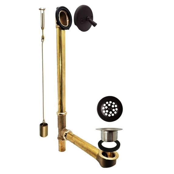 Westbrass 22-1/2" 17 ga. Brass Bathtub Assembly with Trip Lever and Strainer Drain, Oil Rubbed Bronze