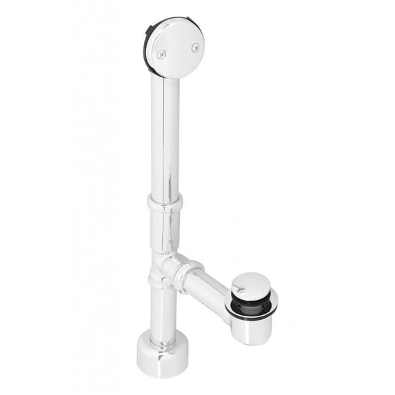 Westbrass 14" 17 ga. Fully Finished Brass Tip-Toe Drain Bathtub Assembly with 2-Hole Overflow, Powder Coat White