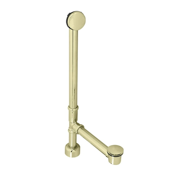 Westbrass Fully Finished Brass Bath Assembly with Tip-Toe Drain and No-Hole Overflow, Polished Brass