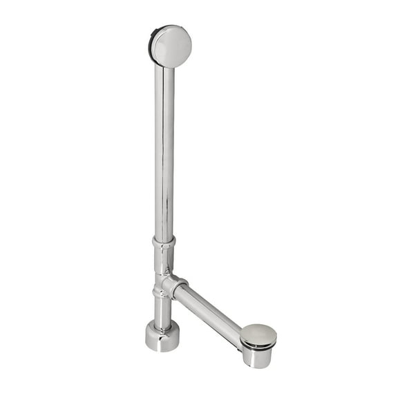 Westbrass Fully Finished Brass Bath Assembly with Tip-Toe Drain and No-Hole Overflow, Polished Chrome