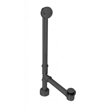 Westbrass D3261K-62 22-1/2" 17 Gauge Brass Waste & Overflow Assembly with Tip-Toe Drain and 2-Hole Faceplate, All Exposed, Matte Black