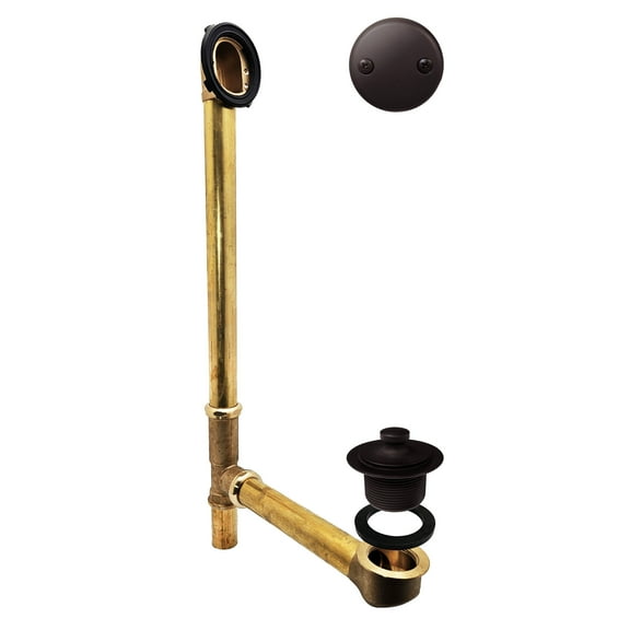 Westbrass 22-1/2" 20 ga. Bathtub Assembly with Pull & Close Drain and 2-Hole Overlfow, Oil Rubbed Bronze