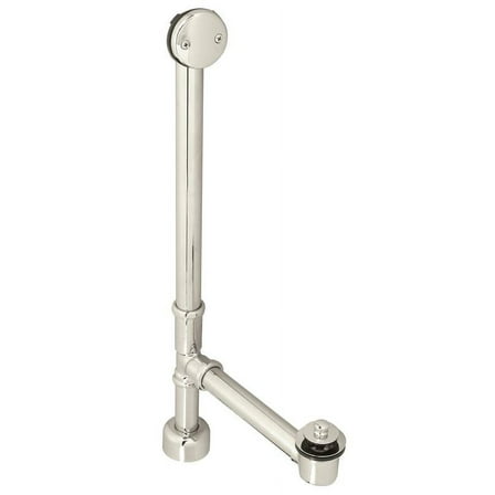 Westbrass D3265K-07 22" Bath Waste & Overflow Assembly with Pull & Close Drain Plug and 2-Hole Faceplate, Satin Nickel