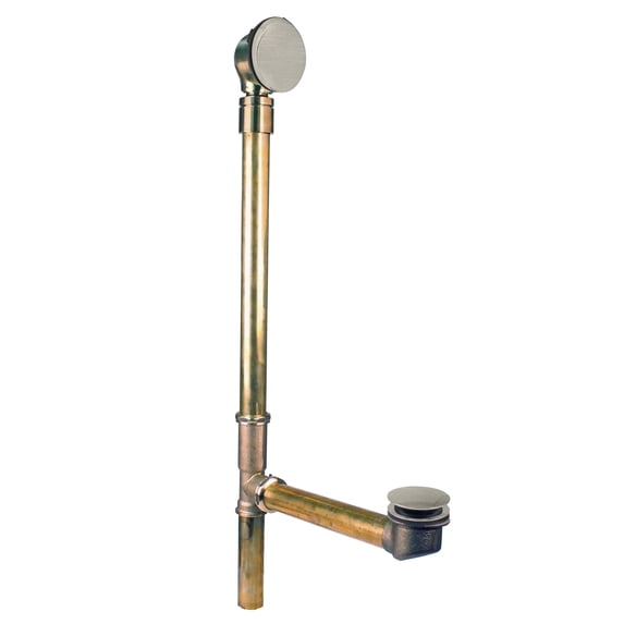 Westbrass 25" Bathtub Assembly with Tip-Toe Drain and Adjust-to-Fit Illusionary Overflow, Satin Nickel