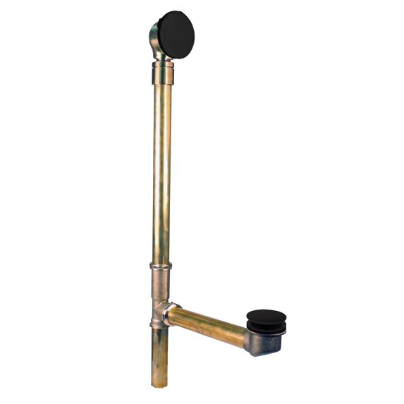 Westbrass 25" Bathtub Assembly with Tip-Toe Drain and Adjust-to-Fit Illusionary Overflow, Matte Black