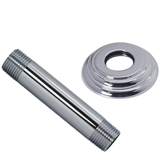 Westbrass D3604A-26 1/2" IPS x 4" Round Ceiling Mount Shower Arm with Flange, Polished Chrome