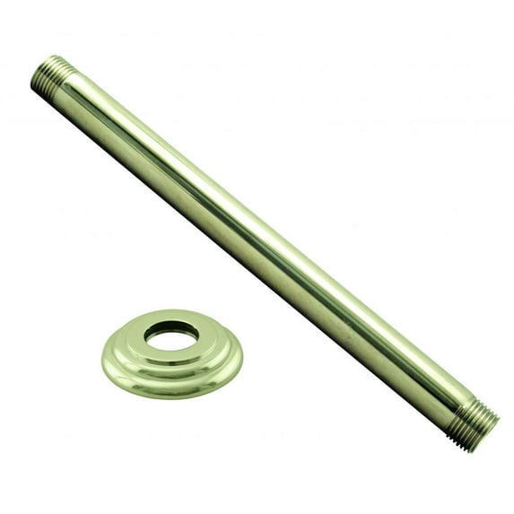 Westbrass D3606A-01 1/2" IPS x 6" Round Ceiling Mount Shower Arm with Flange, Polished Brass