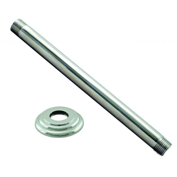 Westbrass D3606A-05 1/2" IPS x 6" Round Ceiling Mount Shower Arm with Flange, Polished Nickel