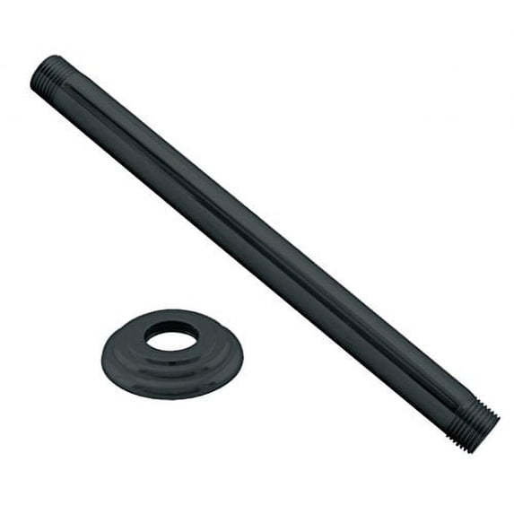 Westbrass D3606A-62 1/2" IPS x 6" Round Ceiling Mount Shower Arm with Flange, Matte Black