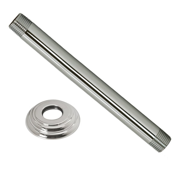 Westbrass D3608A-05 1/2" IPS x 8" Round Ceiling Mount Shower Arm with Flange, Polished Nickel
