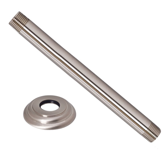Westbrass D3608A-07 1/2" IPS x 8" Round Ceiling Mount Shower Arm with Flange, Satin Nickel