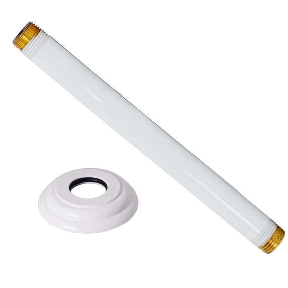 Westbrass D3608A-50 1/2" IPS x 8" Round Ceiling Mount Shower Arm with Flange, Powder Coat White