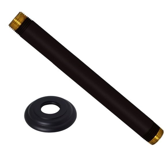Westbrass D3608A-62 1/2" IPS x 8" Round Ceiling Mount Shower Arm with Flange, Matte Black