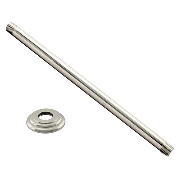 Westbrass D3619A-05 1/2" IPS x 19" Round Ceiling Mount Shower Arm with Flange, Polished Nickel