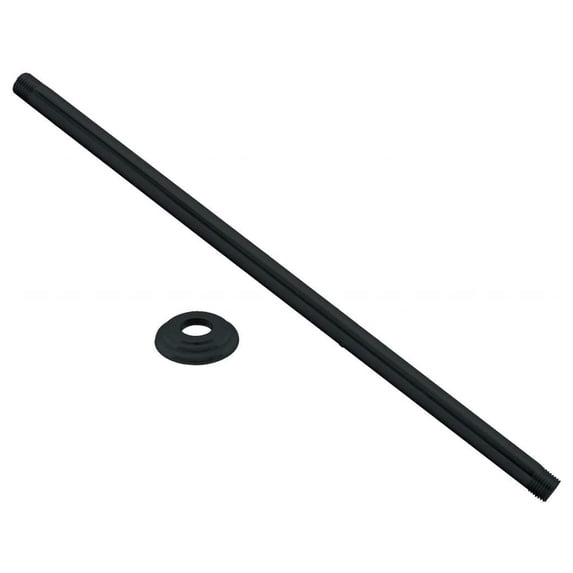 Westbrass D3624A-62 1/2" IPS x 24" Round Ceiling Mount Shower Arm with Flange, Matte Black