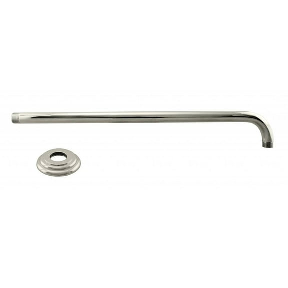 Westbrass 1/2" IPS x 19" IPS 90-Degree Rain Shower Arm with Flange, Polished Nickel