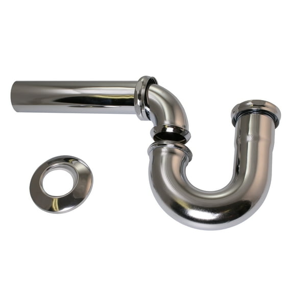 Westbrass D400G-26 1-1/2" 17 ga. Tubular Ground Joint P-Trap with Bell Flange, Polished Chrome