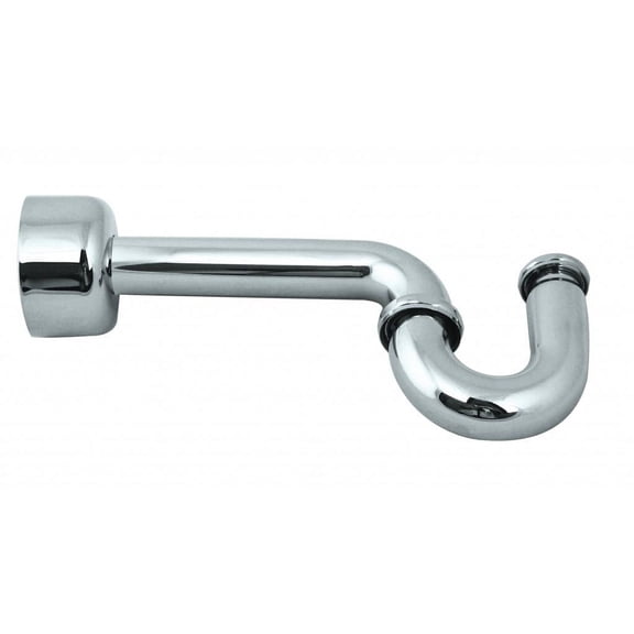 Westbrass 1-1/2" x 1-1/4" Reduced Neck P-Trap with High Box Flange, Polished Chrome