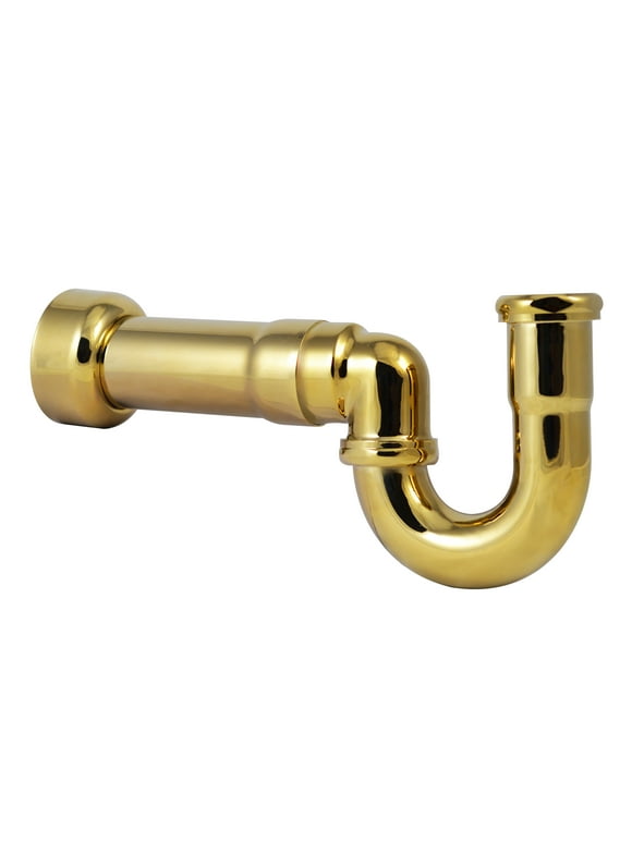 Westbrass D402NE-1-01 1-1/2" New England Style P-Trap with High Box Flange, Polished Brass