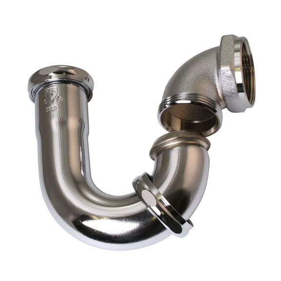 Westbrass 1-1/2' x 1-1/4" Brass LA Code Compliant P-Trap, Polished Chrome