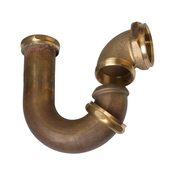 Westbrass 1-1/2 x 1-1/4" Brass LA Code Compliant P-Trap, Unfinished