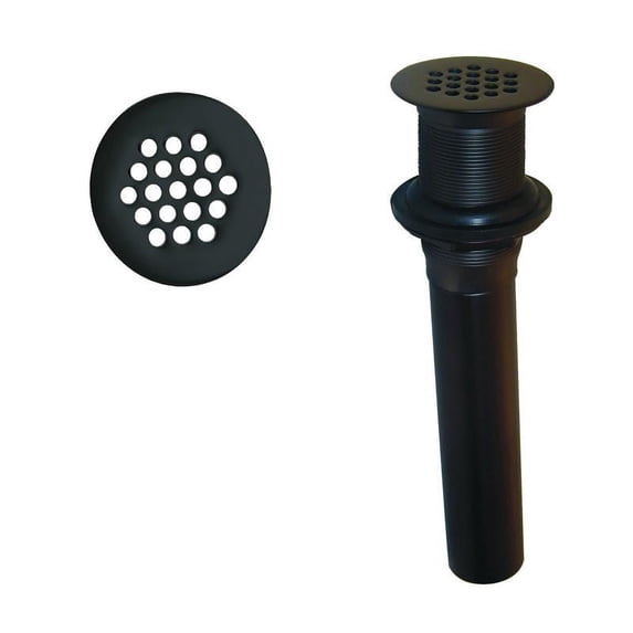 Westbrass D411-12-62 Grid Strainer Lavatory Bathroom Drain Assembly without Overflow Holes - Exposed, Matte Black