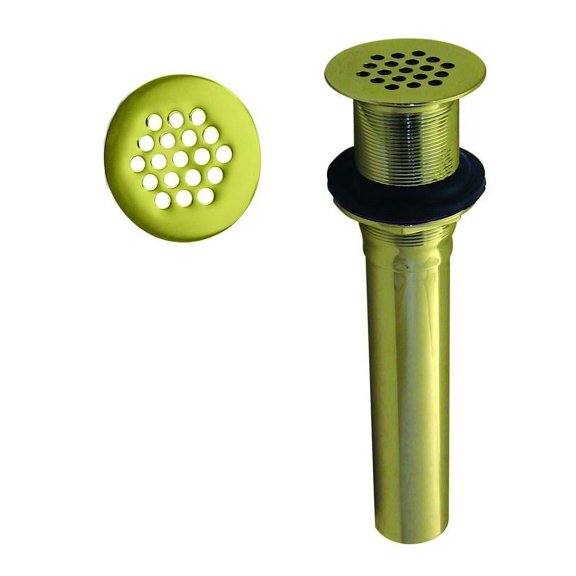 Westbrass D411-2-01 Bathroom grid Drain with Overflow Holes, Fully Finished Polished Brass