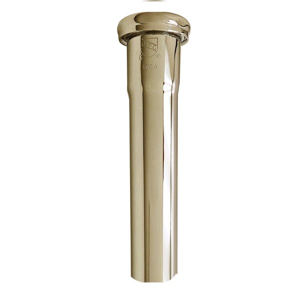 Westbrass D420-01 1-1/4" x 8" Slip Joint Extension Tube, PVD Polished Brass