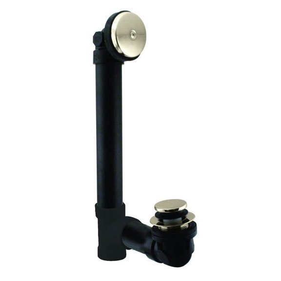 Westbrass 12" Bath Waste & Overflow Assembly with Tip-Toe Drain and One-Hole Overflow - Sch. 40 ABS Pipe, Polished Nikel