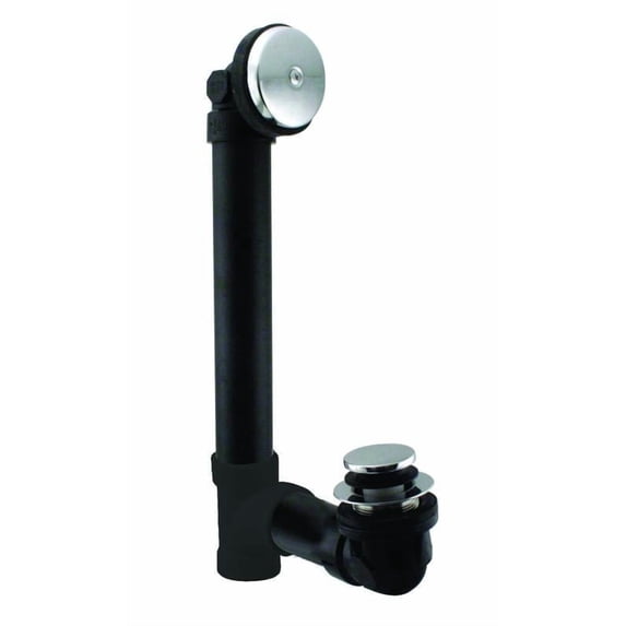Westbrass 12" Bath Waste & Overflow Assembly with Tip-Toe Drain and One-Hole Overflow - Sch. 40 ABS Pipe, Stainless Steel