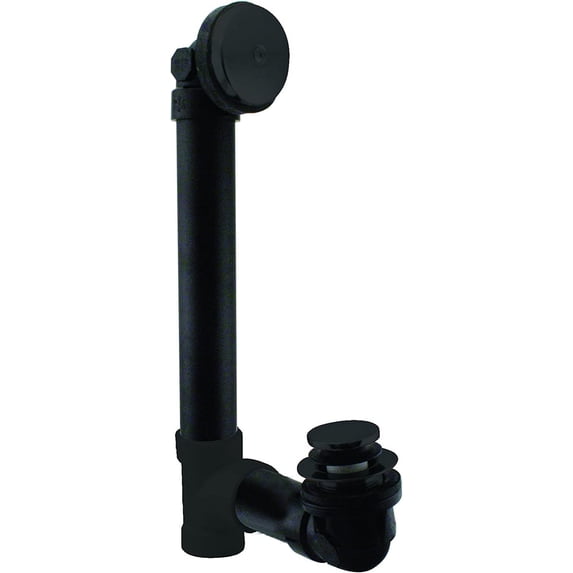 Westbrass 12" Bath Waste & Overflow Assembly with Tip-Toe Drain and One-Hole Overflow - Sch. 40 ABS Pipe, Powder Coat White