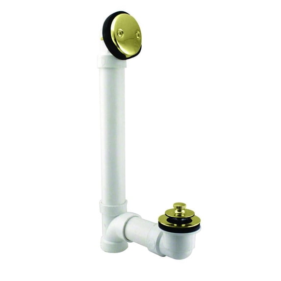 Westbrass 1-1/2" Sch. 40 PVC Bathtub Waste Assembly with Pull to Drain Trim and Two-Hole Overflow, Polished Bass