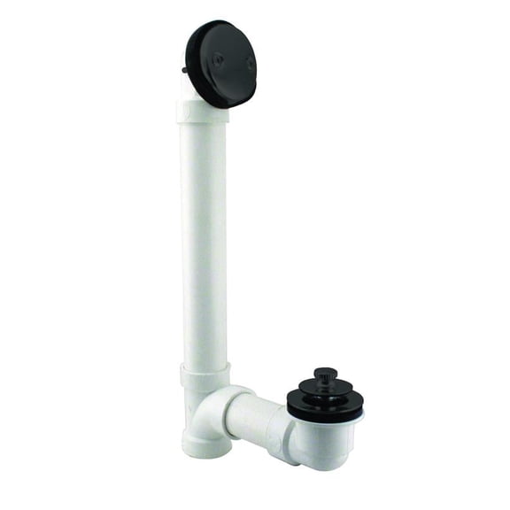 Westbrass 1-1/2" Sch. 40 PVC Bathtub Waste Assembly with Pull to Drain Trim and Two-Hole Overflow, Matte Black (12-Pack)