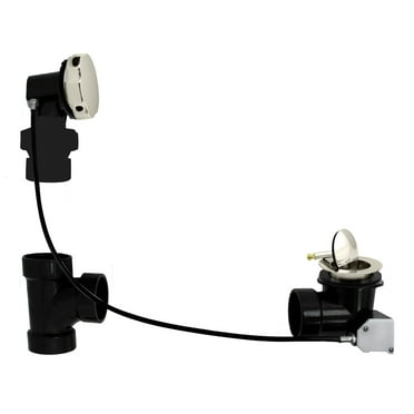 Westbrass D50A35BJ-05 35" Cable Drive Standard Bath Drain Trim Kit with Rotary Overflow Cover Knob on a Ball Joint Elbow, Pop-Up Stopper and Sch. 40 ABS Fittings, Polished Nickel