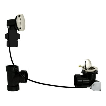 Westbrass D50A45BJ-05 45" Cable Drive Standard Bath Drain Trim Kit with Rotary Overflow Cover Knob on a Ball Joint Elbow, Pop-Up Stopper and Sch. 40 ABS Fittings, Polished Nickel