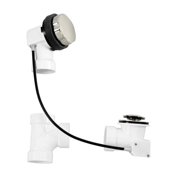Westbrass D50P27-05 PVC 27 in. Cable Drive Bath Waste and Overflow - Polished Nickel
