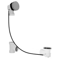 Westbrass D50P27SRE-26 27" Cable Drive Bathtub Drain Trim with Rotary Overflow Cover Knob, Pop-Up Stopper Sch. 40 PVC Fittings, Polished Chrome