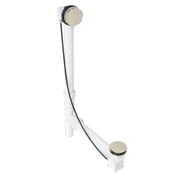 Westbrass D50P27TLE-20 27" Cable Drive Standard Bath Drain Trim Kit with Rotary Overflow Cover Knob, Pop-Up Stopper and Poly Tubular Pipes & Fittings, Stainless Steel