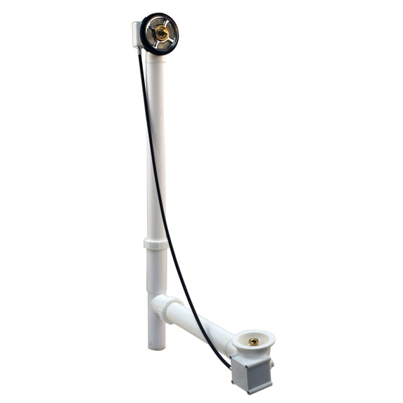 Westbrass D50P35TLE-LT 35" Cable Drive Standard Bath Drain Trim Kit with Poly Tubular Pipes & Fittings, Rough Only