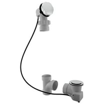 Westbrass D50P45BJ-50 45" Cable Drive Standard Bath Drain Trim Kit with Rotary Overflow Cover Knob on a Ball Joint Elbow, Pop-Up Stopper and Sch. 40 PVC Fittings, Powder Coat White