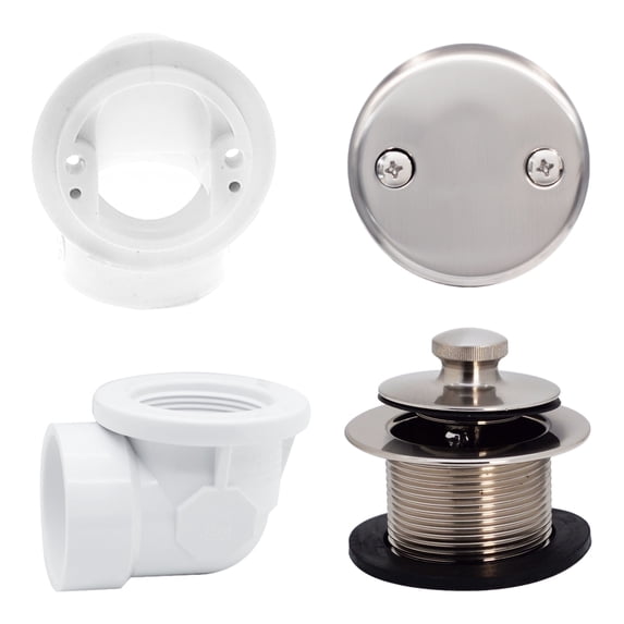 Westbrass D542-20 Sch. 40 PVC 1-1/2" Twist & Close Bathtub Drain Trim, Stainless Steel