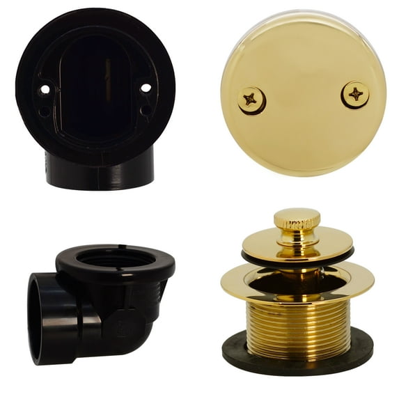 Westbrass D544-01 Sch. 40 ABS 1-1/2" Twist & Close Bathtub Drain Trim, Polished Brass