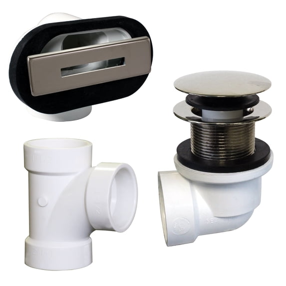 Westbrass Sch. 40 PVC Tip-Toe Bathtub Drain Trim with Linear Overflow, Oil Rubbed Bronze
