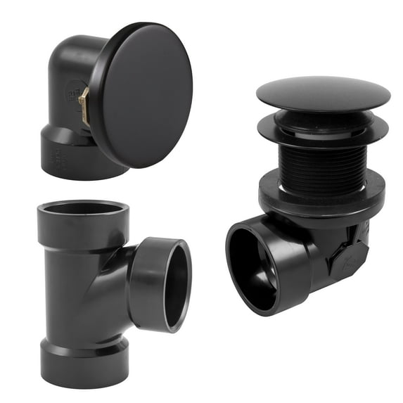 Westbrass Bathtub Assembly with Tip-Toe Drain, Illusionary Overflow and Sch. 40 ABS Elbows, Matte Black