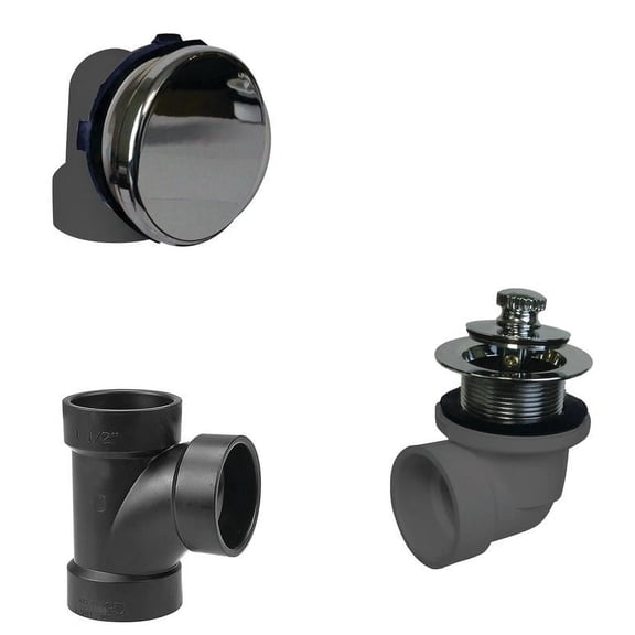 Westbrass D594ARK-26 Sch. 40 ABS Bathtub Assembly with Illusionary Overflow and Lift & Turn Drain, Polished Chrome