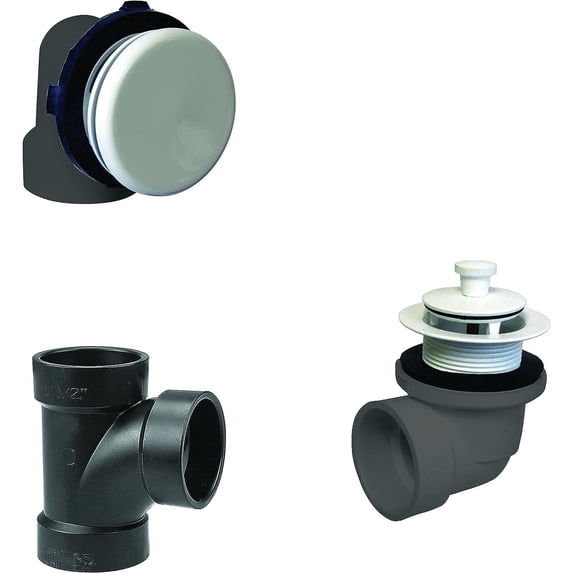 Westbrass D594ARK-50 Sch. 40 ABS Bathtub Assembly with Illusionary Overflow and Lift & Turn Drain, Powder Coat White